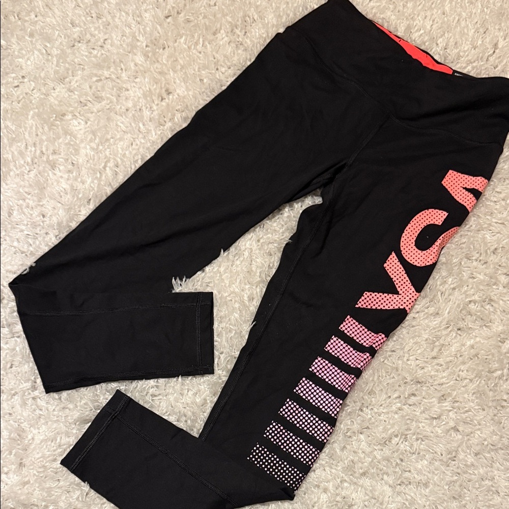 VSX - Victoria’s Secret Black Leggings with Pink Accents size small NWT